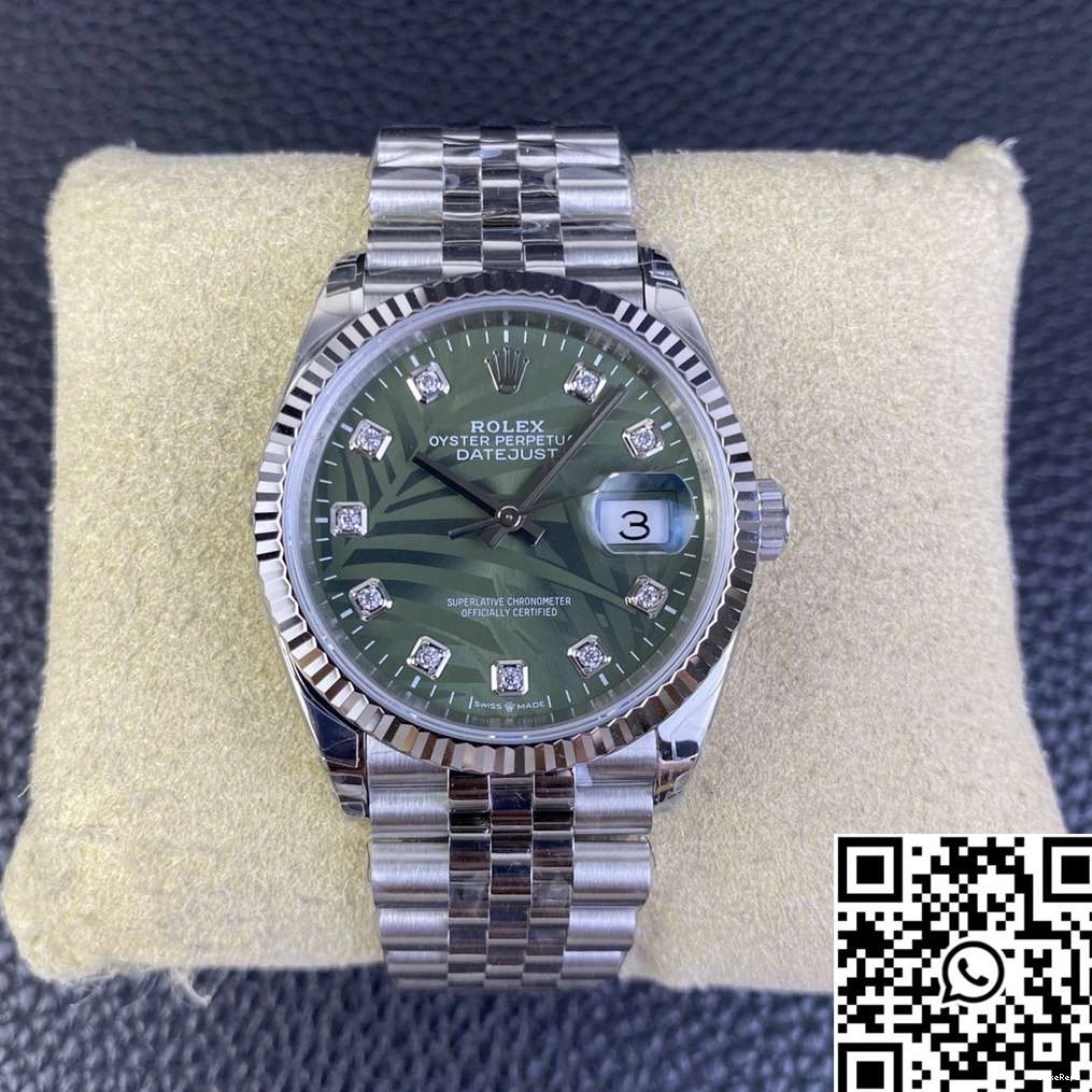 Dial Datejust Stainless Clean Rolex Steel Hourmarker Motif 36MM M126234 Green Factory Diamond 1209